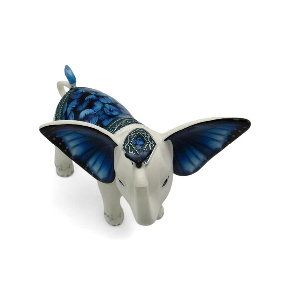 Hamilton Collection BLUE MAJESTY Elephant Figurine Butterfly and Floral Details - Picture 4 of 11
